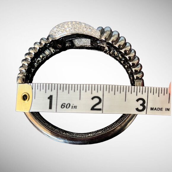 RJ GRAZIANO Gunmetal with Crystals Fashion Statement Bangle Hinged Clasp Bracele - Picture 5 of 5